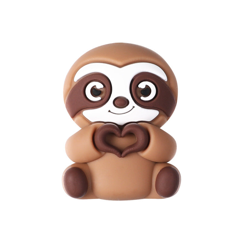 Wholesale 20pcs/pack 3D sloth silicone beads DIY beading accessories glue beads
